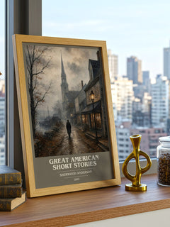 Great American Short Stories book cover print framed by window – literary home decor