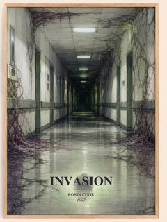 Invasion watercolour book poster by Robin Cook – framed literary art print