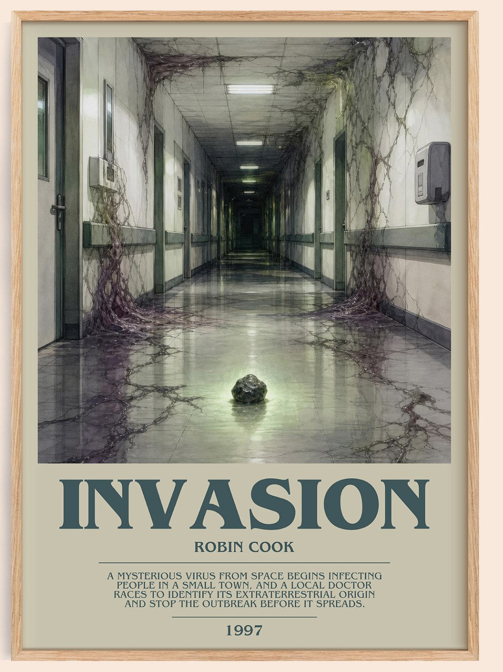 Invasion bookish book poster by Robin Cook – framed literary art print