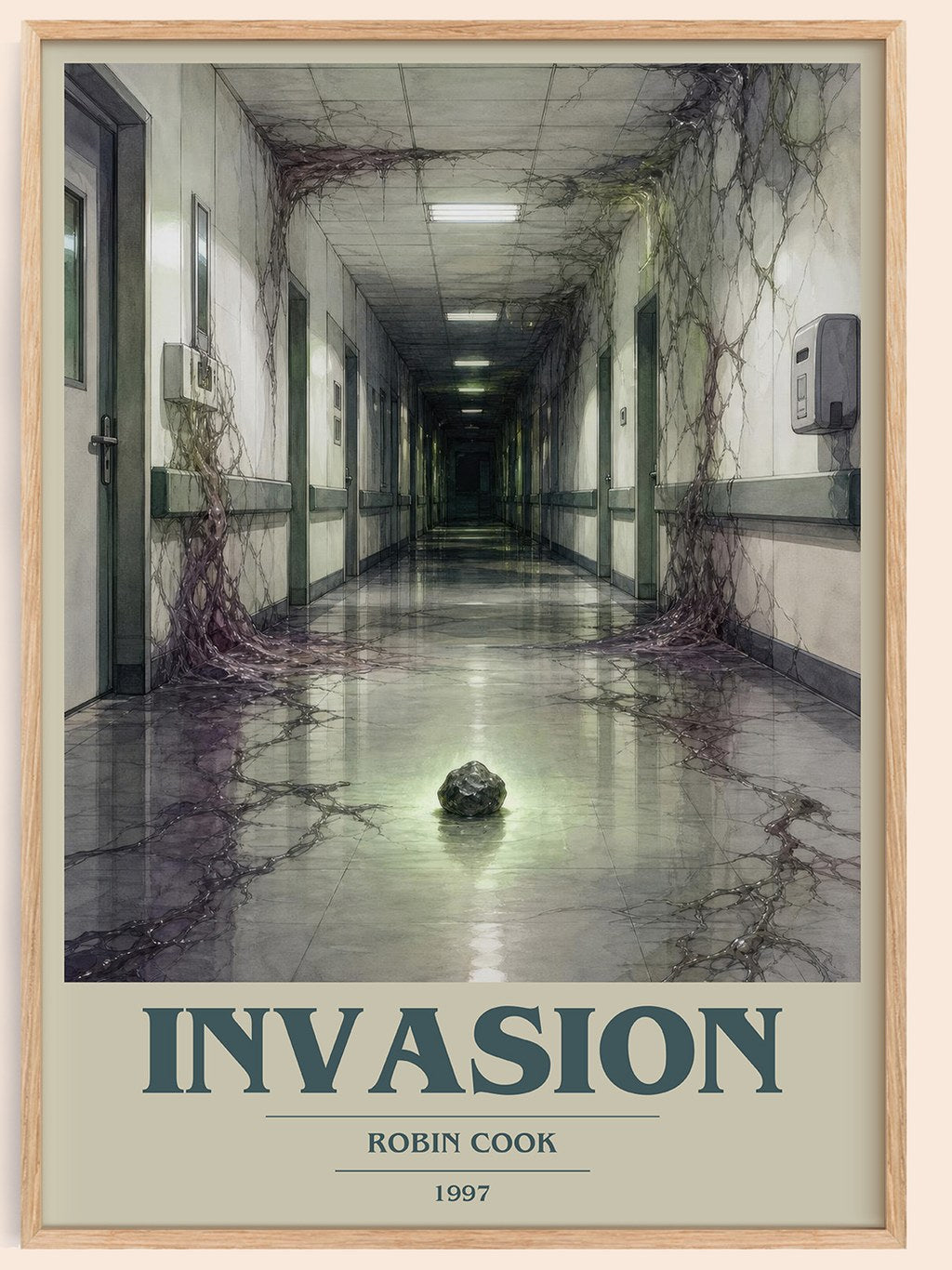 Invasion book cover book poster by Robin Cook – framed literary art print