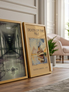 Invasion watercolour print framed by window – literary home decor