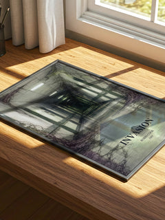 Invasion watercolour book poster framed on wall – sci fi wall art