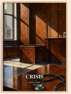 Crisis watercolour book poster by Robin Cook – framed literary art print