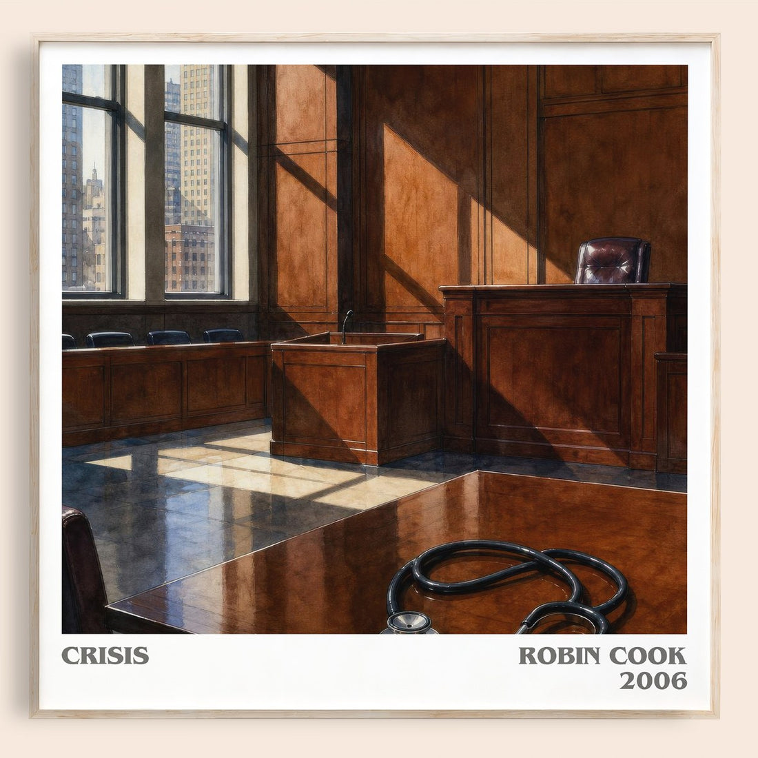Crisis literary book poster by Robin Cook – framed literary art print
