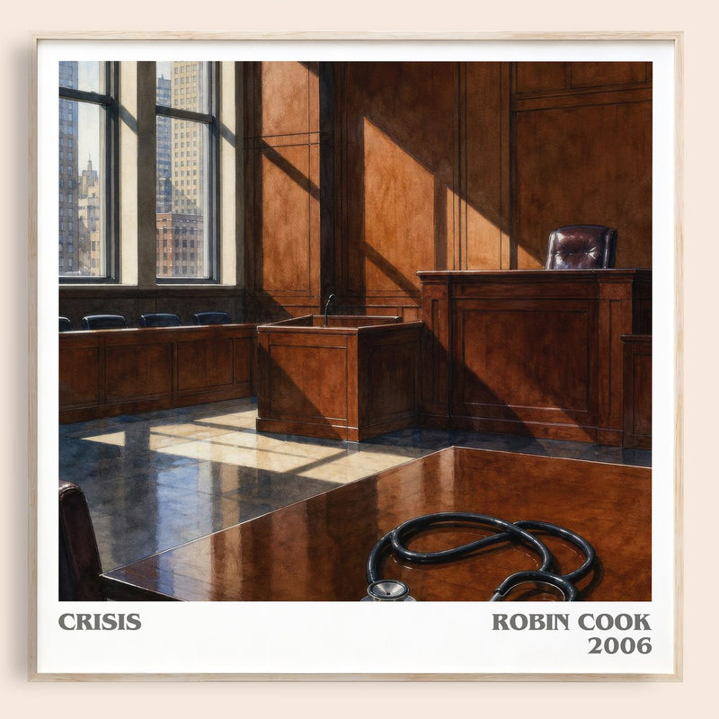 Crisis literary book poster by Robin Cook – framed literary art print