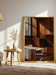 Crisis watercolour print in frame leaning in hallway – thriller wall art