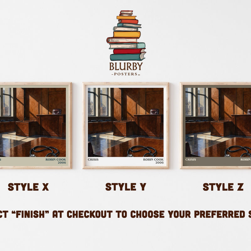 Crisis literary print in frame leaning in hallway – thriller wall art