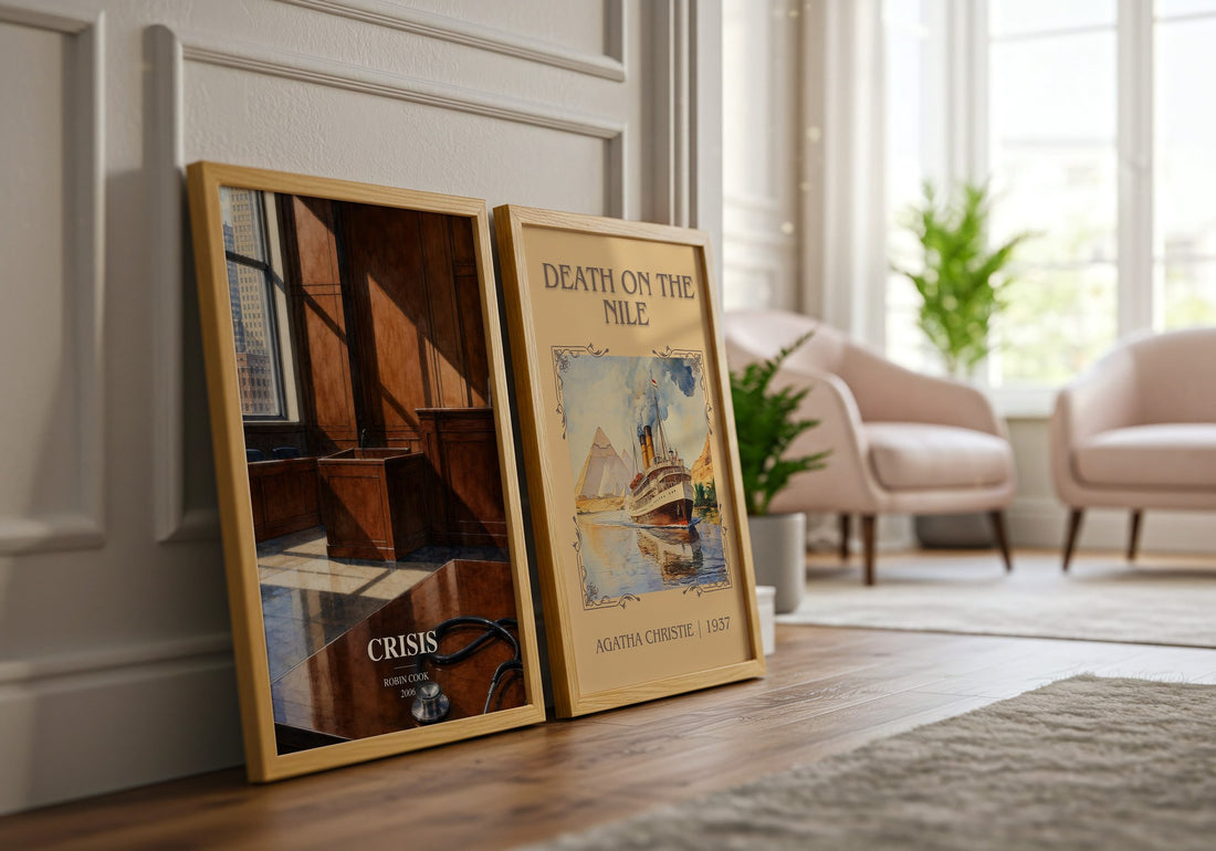 Crisis watercolour print framed by window – literary home decor