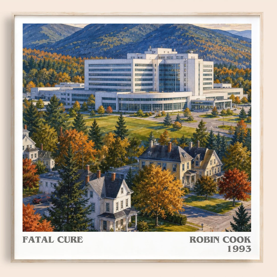 Fatal Cure literary book poster by Robin Cook – framed literary art print