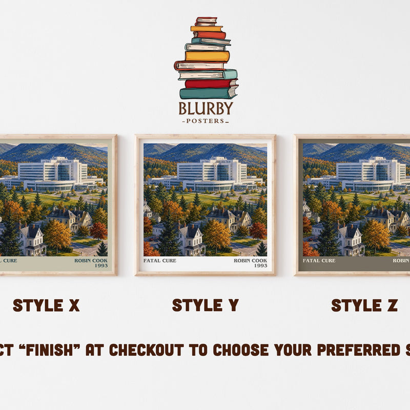 Fatal Cure literary print in frame leaning in hallway – thriller wall art