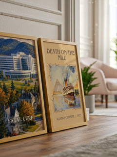 Fatal Cure watercolour print framed by window – literary home decor