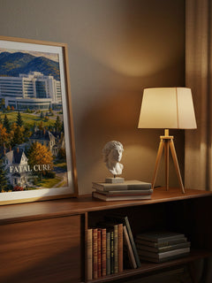 Fatal Cure watercolour print on bookshelf – Robin Cook fan gift