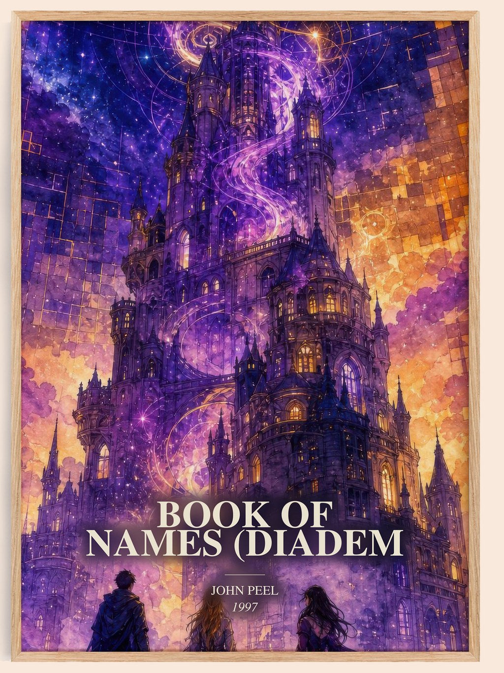 Book of Names (Diadem watercolour book poster by John Peel – framed literary art print