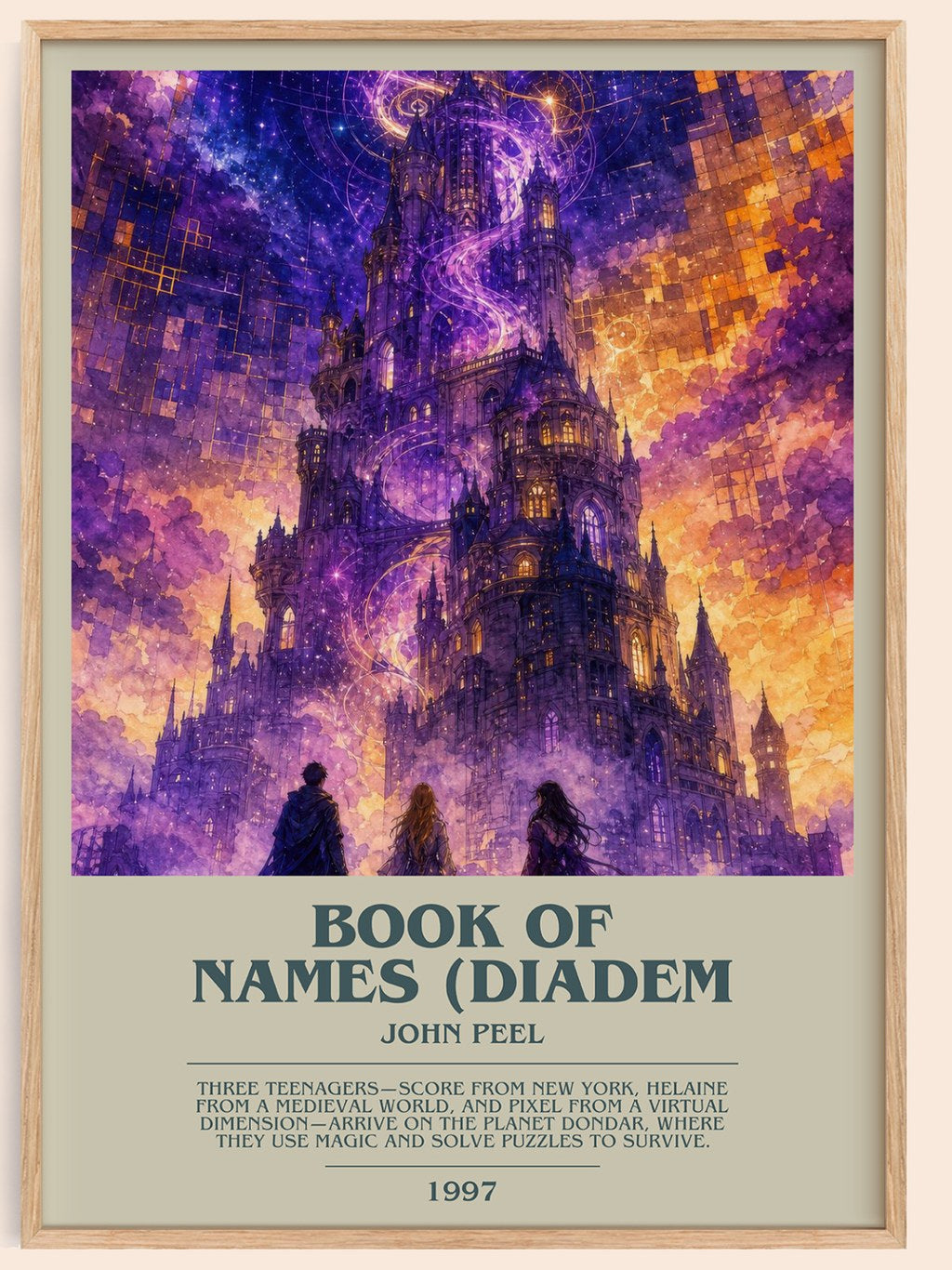 Book of Names (Diadem bookish book poster by John Peel – framed literary art print