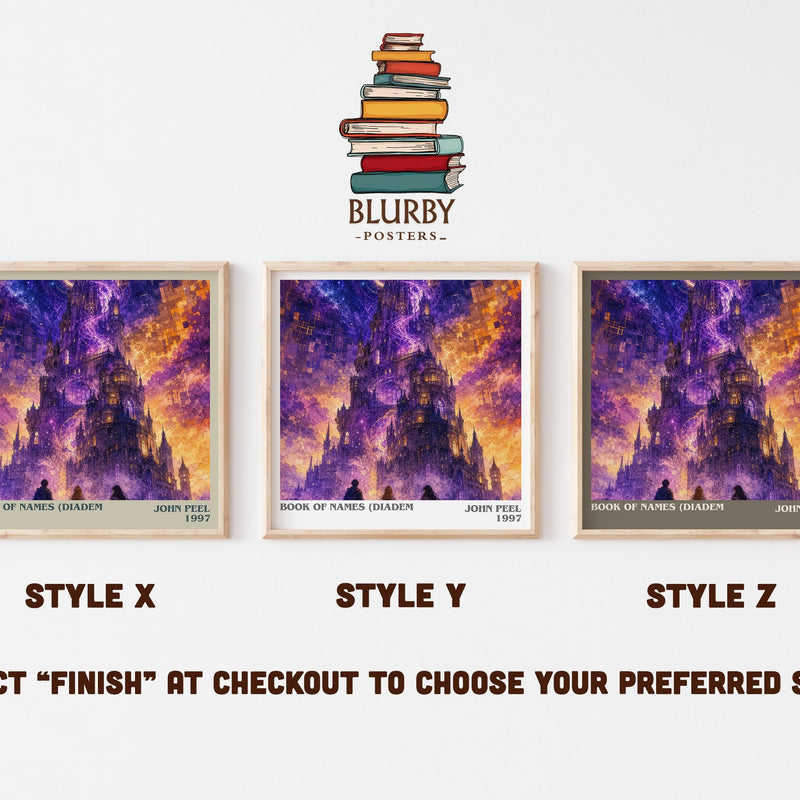 Book of Names (Diadem literary print in frame leaning in hallway – fantasy wall art