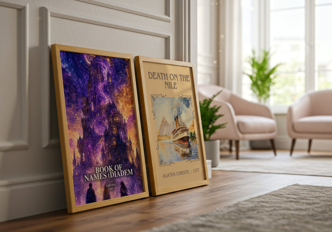 Book of Names (Diadem watercolour print framed by window – literary home decor