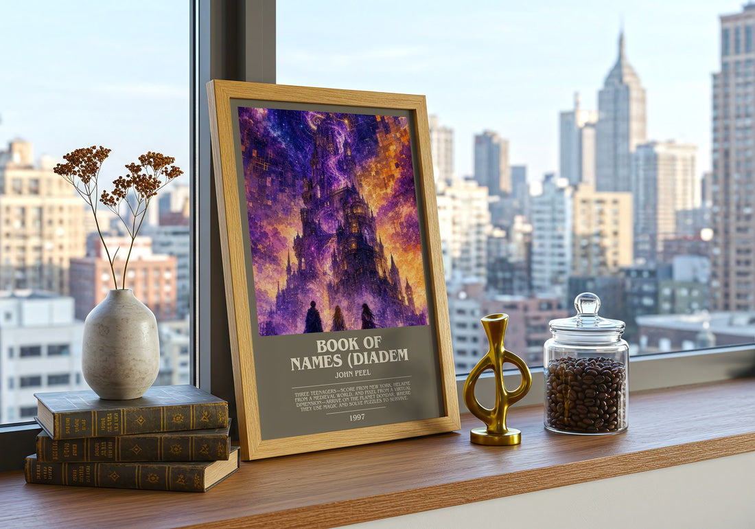 Book of Names (Diadem bookish print framed by window – literary home decor