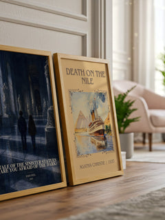 Tale of the Sinister Statues (Are You Afraid of the Dark) watercolour print framed by window – literary home decor