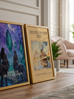 Book of Signs (Diadem watercolour print framed by window – literary home decor