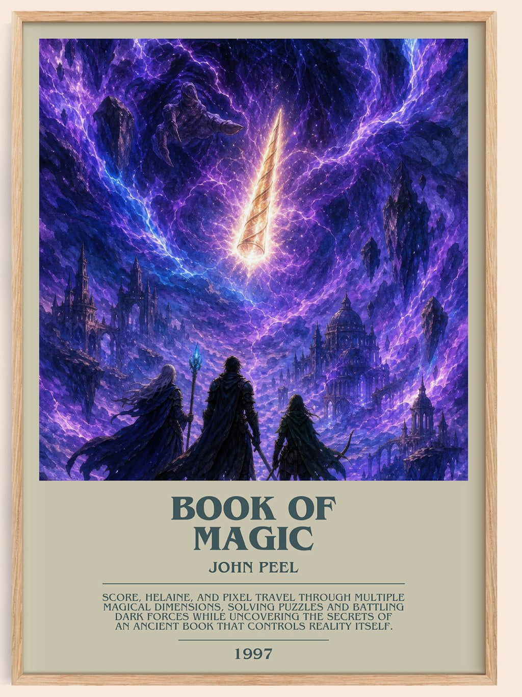 Book of magic bookish book poster by John Peel – framed literary art print
