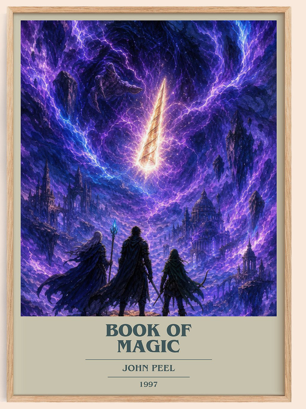 Book of magic book cover book poster by John Peel – framed literary art print