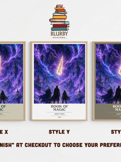 Book of magic book cover print in frame leaning in hallway – fantasy wall art