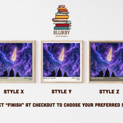 Book of magic literary print in frame leaning in hallway – fantasy wall art