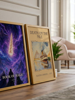 Book of magic watercolour print framed by window – literary home decor