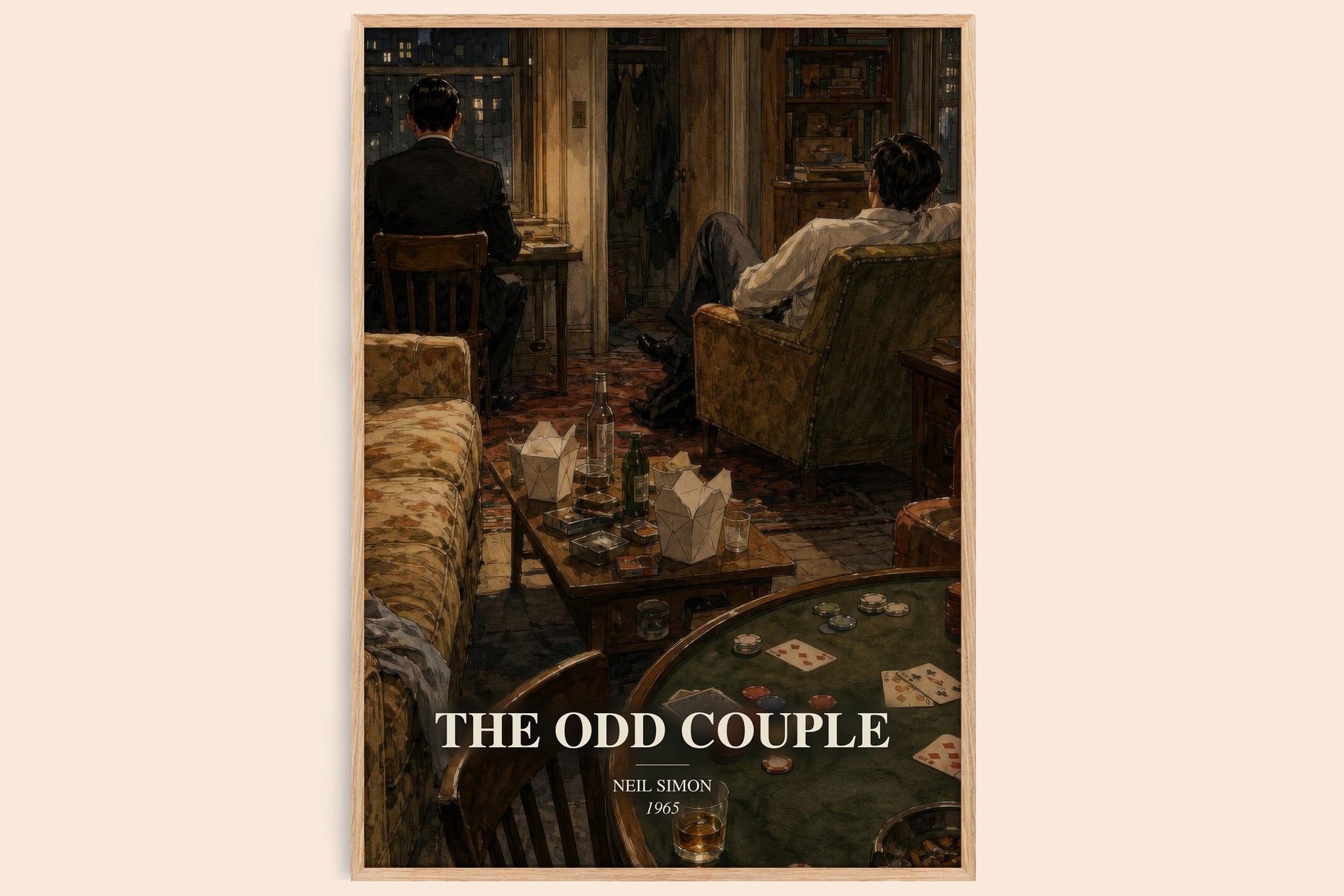 The odd couple Book Watercolour Illustration by Neil Simon