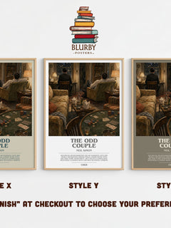 The odd couple bookish print in frame leaning in hallway – contemporary fiction wall art