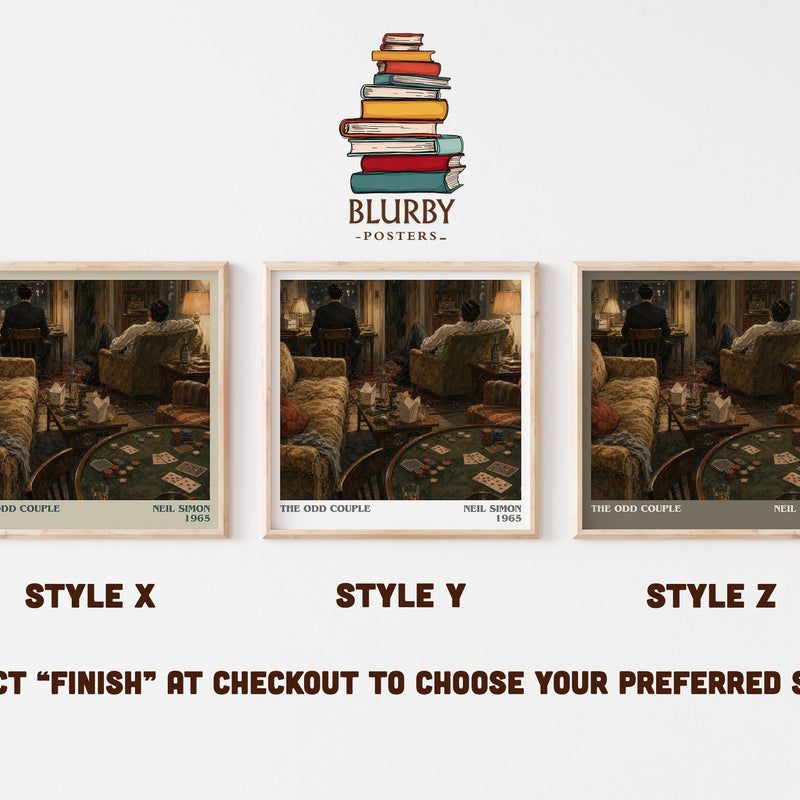 The odd couple literary print in frame leaning in hallway – contemporary fiction wall art