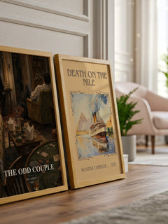 The odd couple watercolour print framed by window – literary home decor