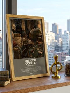 The odd couple bookish print framed by window – literary home decor