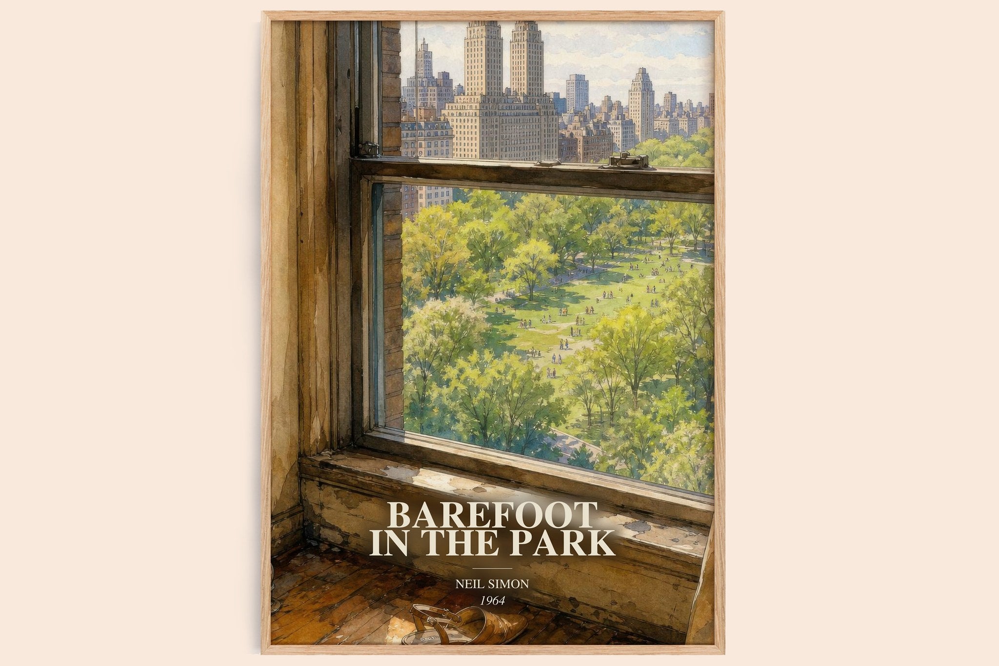 Barefoot in the park Book Watercolour Illustration by Neil Simon