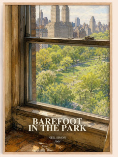 Barefoot in the park watercolour book poster by Neil Simon – framed literary art print