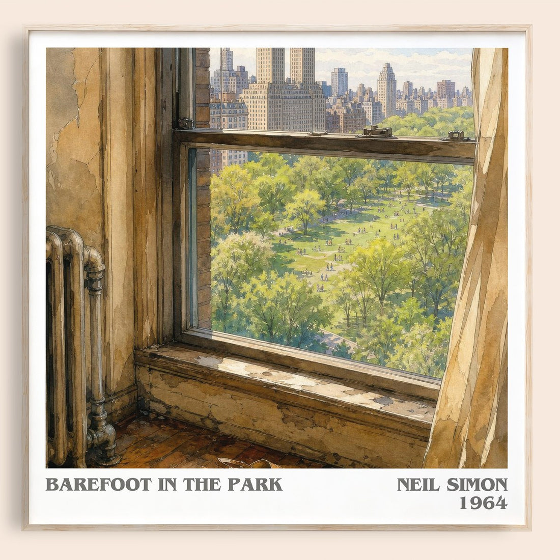 Barefoot in the park literary book poster by Neil Simon – framed literary art print