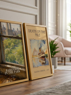 Barefoot in the park watercolour print framed by window – literary home decor