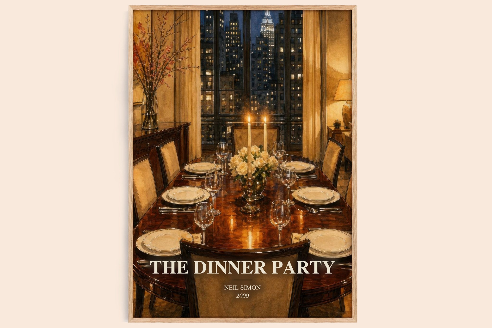 The Dinner Party Book Watercolour Illustration by Neil Simon