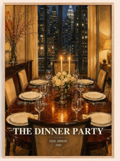 The Dinner Party watercolour book poster by Neil Simon – framed literary art print