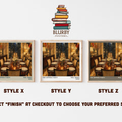 The Dinner Party literary print in frame leaning in hallway – contemporary fiction wall art