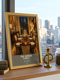 The Dinner Party book cover print framed by window – literary home decor