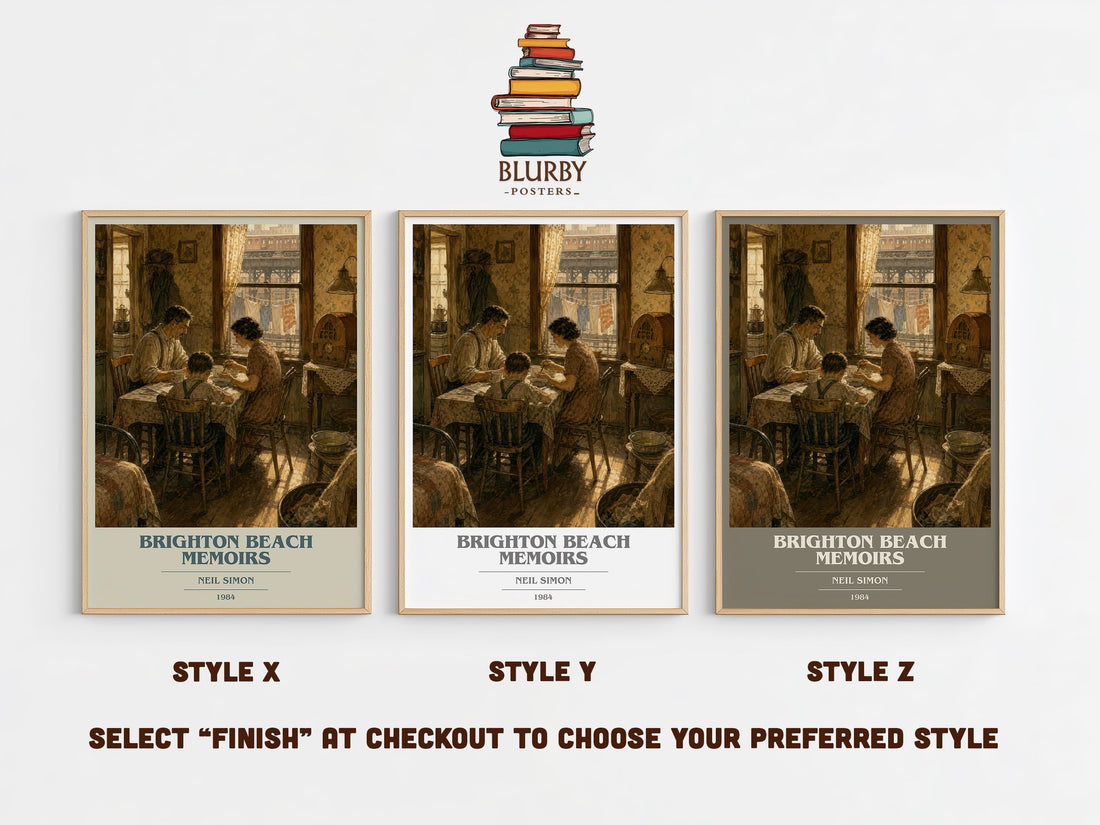 Brighton Beach memoirs book cover print in frame leaning in hallway – coming of age wall art (mockup)