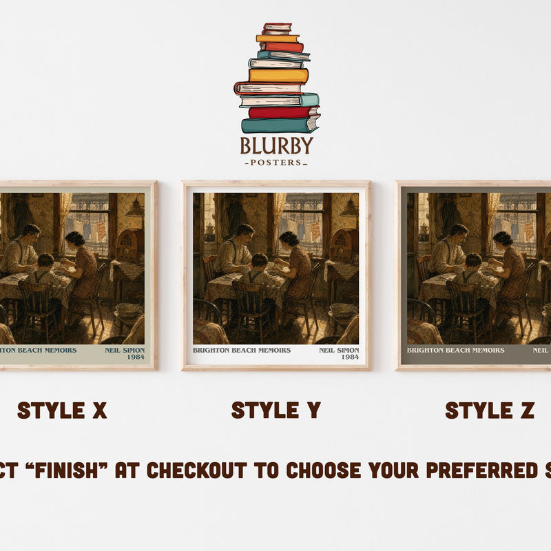 Brighton Beach memoirs literary print in frame leaning in hallway – coming of age wall art