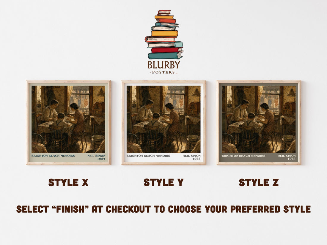 Brighton Beach memoirs literary print in frame leaning in hallway – coming of age wall art (mockup)