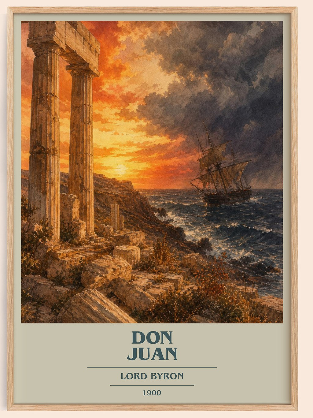 Don Juan book cover book poster by Lord Byron – framed literary art print