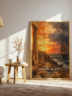 Don Juan watercolour print in frame leaning in hallway – poetry wall art