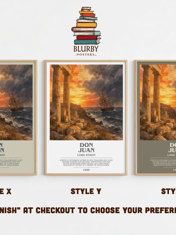 Don Juan bookish print in frame leaning in hallway – poetry wall art