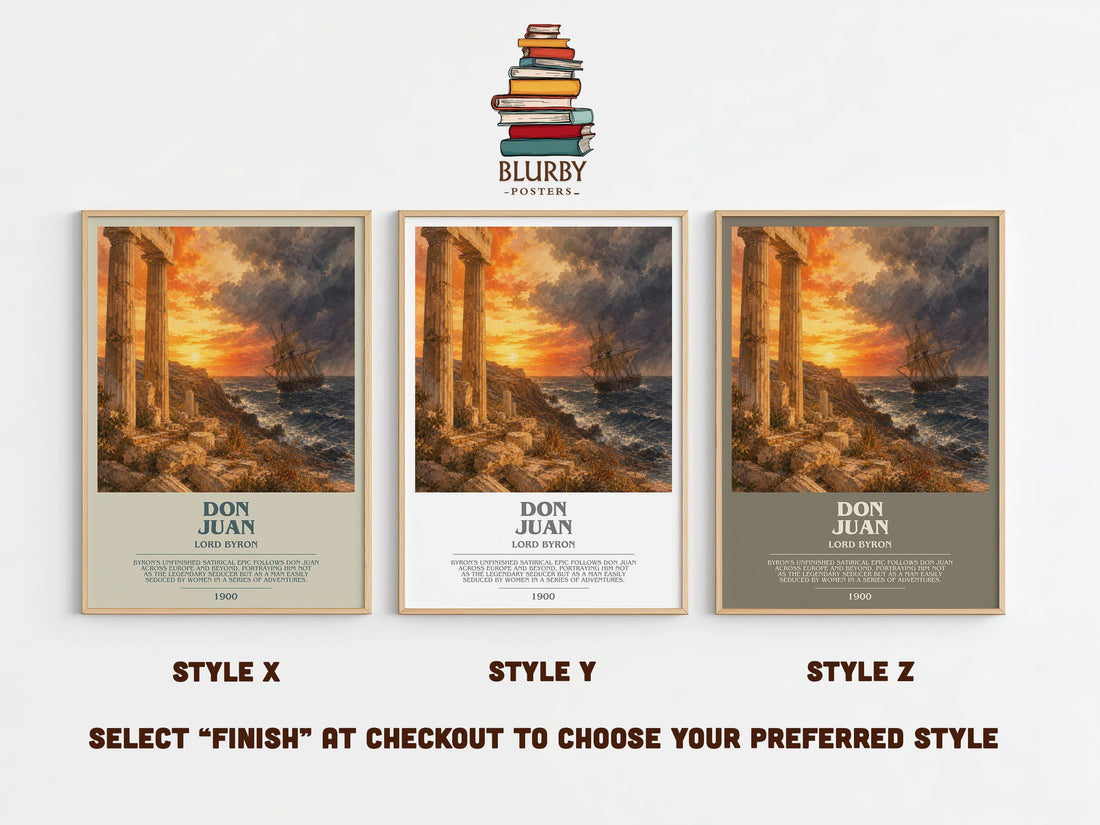 Don Juan bookish print in frame leaning in hallway – poetry wall art (mockup)