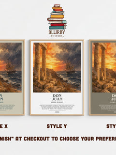 Don Juan Bookish Wall Art by Lord Byron – Style X, Y and Z side by side – choose your finish