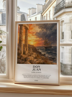 Don Juan Bookish Wall Art by Lord Byron – framed print by a bright window